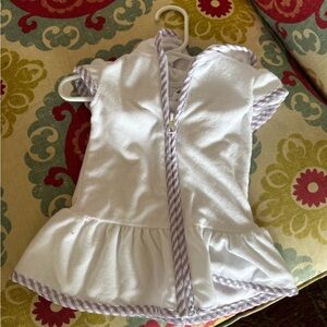 Kids White Swim Cover-Up with Lavender Trim